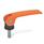 GN 927.4 Clamping Levers with Eccentrical Cam with Threaded Stud, Lever Zinc Die Casting Type: B - Plastic contact plate without setting nut
Color: O - Orange, RAL 2004