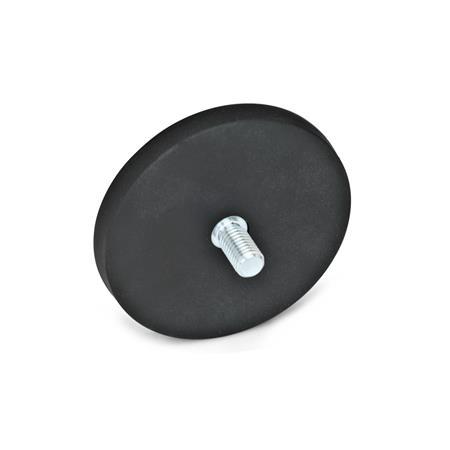 GN 51.3 Magneti di ritegno con perno filettato, con rivestimento in gomma Colore: SW - nero