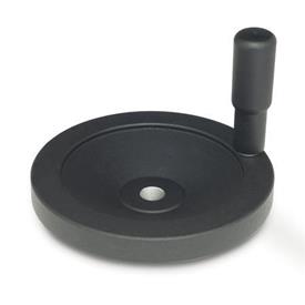 GN 323 Levykäsipyörät, musta, muovipinnoitettu Porakoodi: B - ilman uraa<br />Tyyppi: R - pyörivällä kahvalla