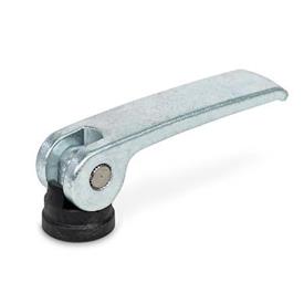 GN 927.3 Clamping Levers with Eccentrical Cam with Internal Thread, Lever Steel Type: B - Plastic contact plate without setting nut